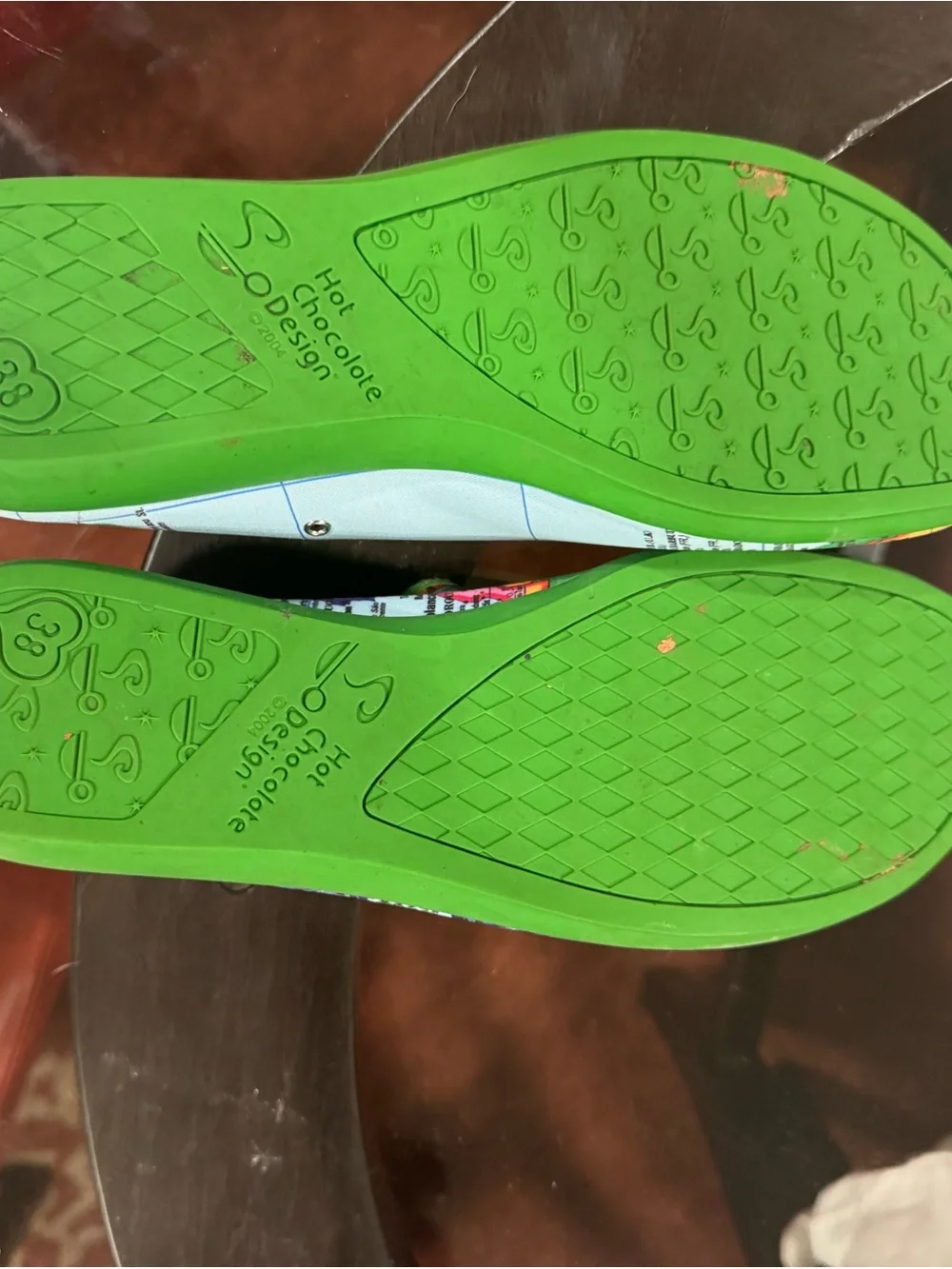 Map-Print Mary Jane Flats with Green Trim